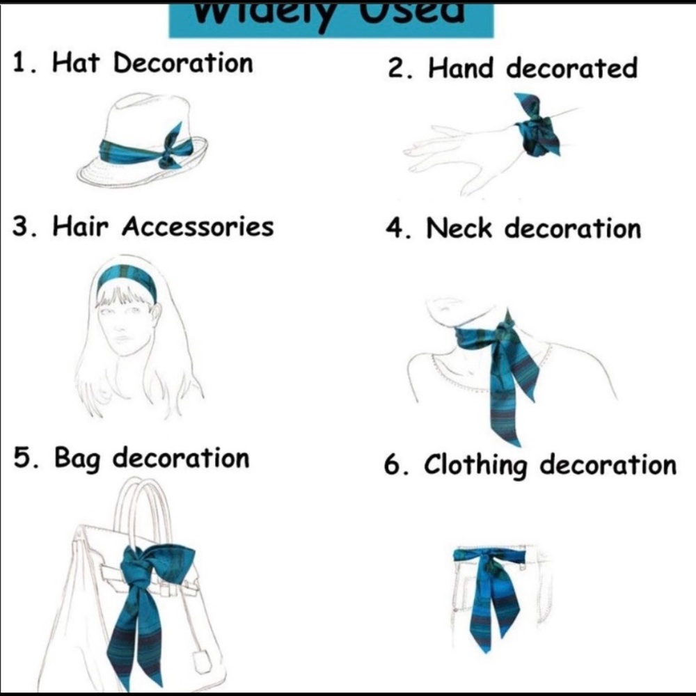 2pcs Twilly Scarves Handbag/ Handle Ribbon - Picture 5 of 5